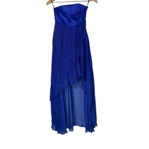 Vintage Strapless Jessica McClintock Blue Strapless Mini Dress